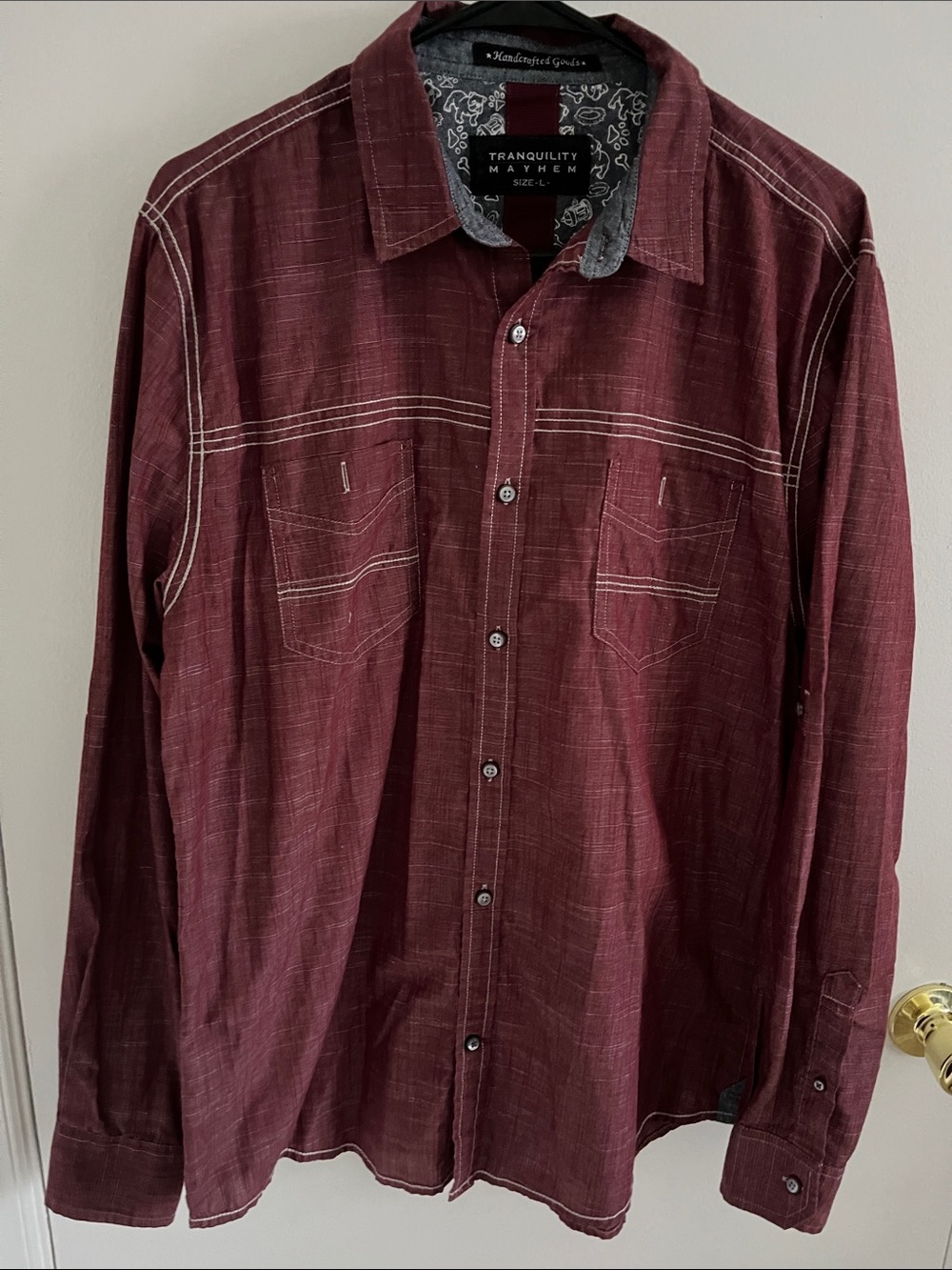 Tranquility by Colorado Clothing Men's Maroon Long-Sleeve Button-Down Shirt